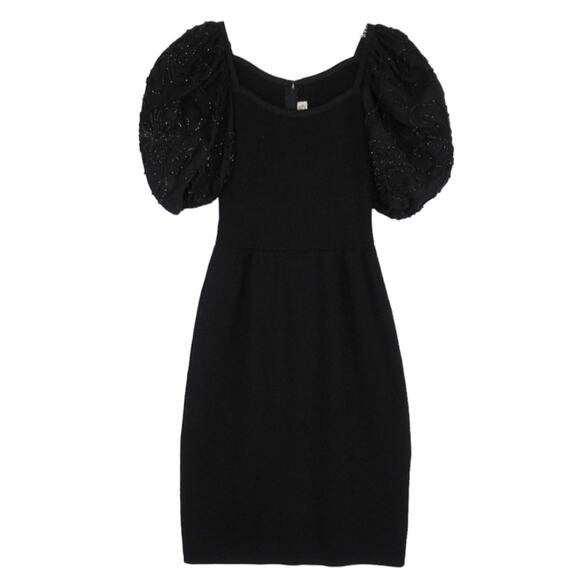 ST. JOHN Vintage Evening Dress Puff Sleeves Santana Knit Women’s Size XS/S